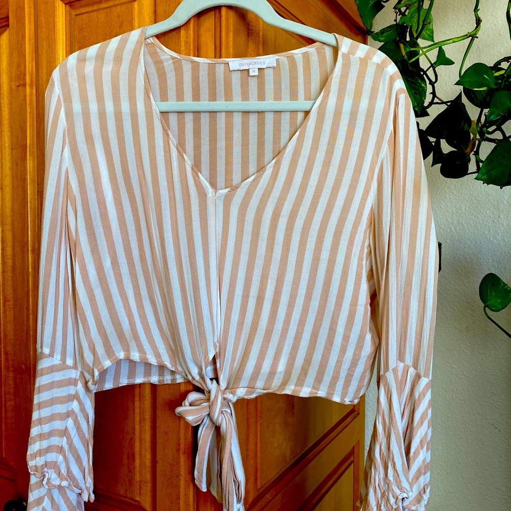 Mid ride - stripped blouse - flowy 3/4 sleeves